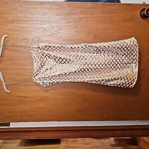 Pretty Little Thing Rose/Gold Sequin Geometric Strappy Mini Dress